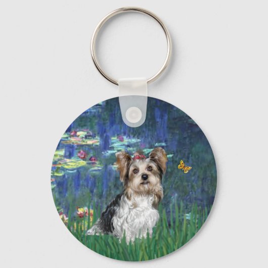 Yorkshire Terrier (Biewer) - Lilies 5 Sleutelhanger (Voorkant)