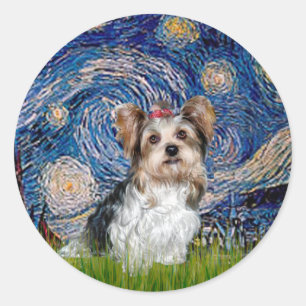 Yorkshire Terrier (Biewer) - Sterrennacht Ronde Sticker