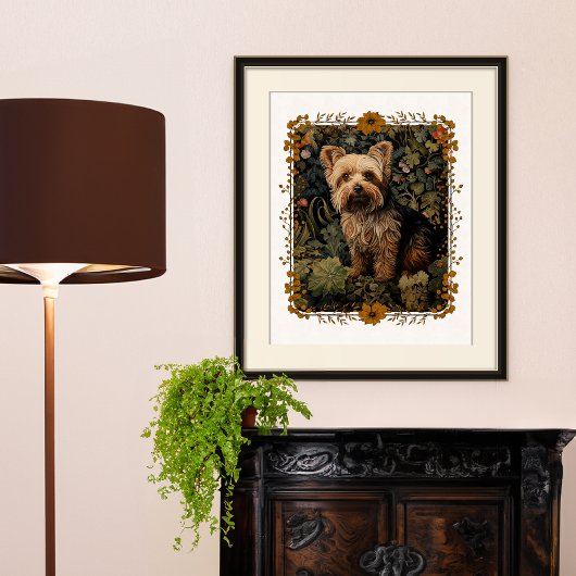 Yorkshire Terrier Bloemen Tapestry Perfect Poster