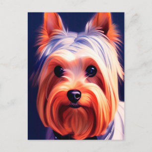 Yorkshire Terrier Blue Portrait 003 Briefkaart