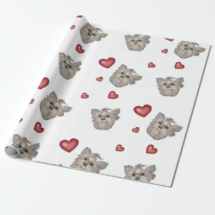 Yorkshire Terrier Bows Hearts Gift Cadeaupapier