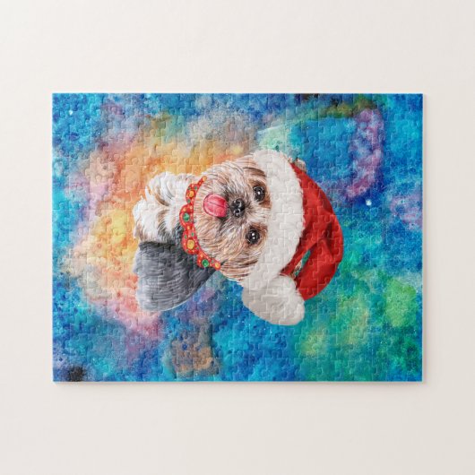 Yorkshire Terrier Breed Dog Kerstmis Legpuzzel (Horizontaal)