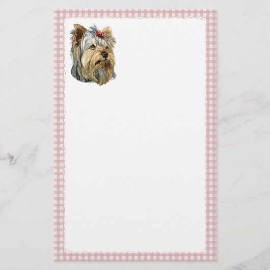 Yorkshire Terrier Bust Red Bow Briefpapier (Voorkant)