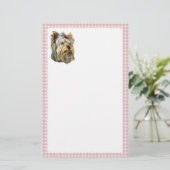 Yorkshire Terrier Bust Red Bow Briefpapier (Staand voorkant)