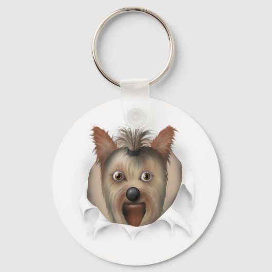 Yorkshire Terrier Busting Out Sleutelhanger (Voorkant)