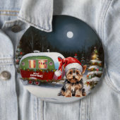 Yorkshire Terrier Caravan Kerstavontuur Ronde Button 6,0 Cm (In situ)
