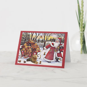 Yorkshire Terrier Christmas Kaart Santa Beren in S