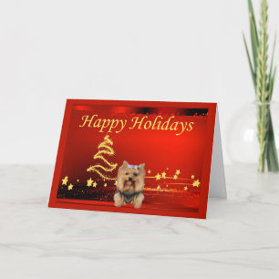 Yorkshire Terrier Christmas Kaart Stars
