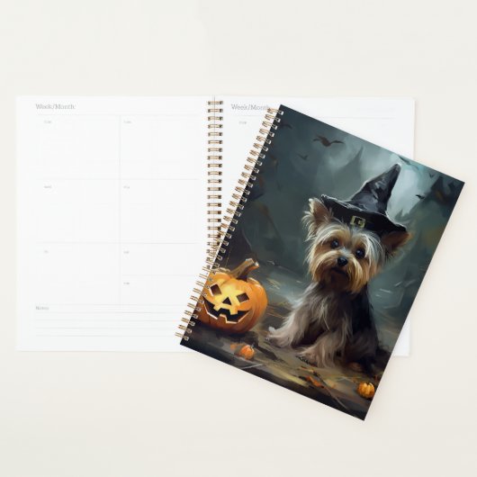 Yorkshire Terrier Citrouilles Halloween effrayant (Devant avec enveloppe)