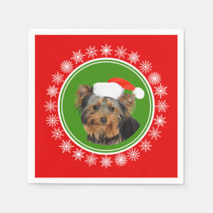 Yorkshire Terrier Cute Santa Hat Kerstmis Servetten
