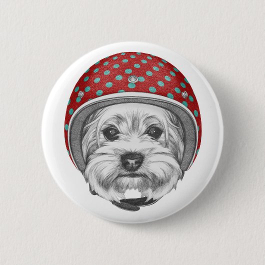 Yorkshire Terrier Dareduivel Ronde Button 5,7 Cm (Voorkant)