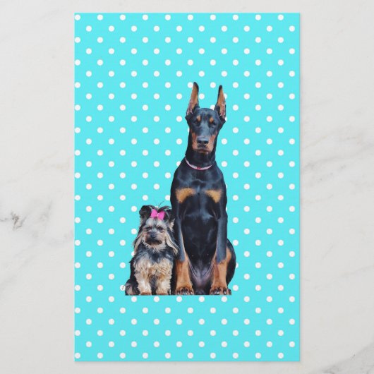 Yorkshire Terrier Doberman Blauwe stippen Briefpapier (Voorkant)