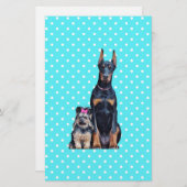 Yorkshire Terrier Doberman Blauwe stippen Briefpapier (Voorkant / Achterkant)