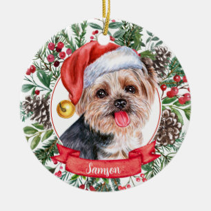 Yorkshire Terrier Dog Aangepast kerstfeest Keramisch Ornament