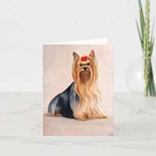 Yorkshire Terrier Dog Art Oil Painting Note Kaart