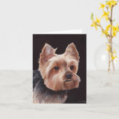 Yorkshire Terrier Dog Art Oil Painting Note Kaart (Gele Bloem)