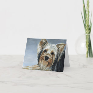 Yorkshire Terrier Dog Art Oil Painting Note Kaart