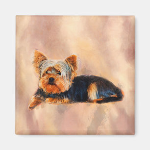 Yorkshire Terrier Dog Art Waterverf Portret Magneet