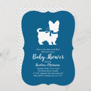 Yorkshire Terrier Dog Baby shower Blue Boy Kaart