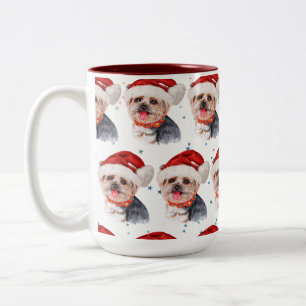 Yorkshire Terrier Dog Breed Christmas Stars Tweekleurige Koffiemok