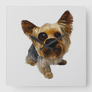Yorkshire Terrier Dog Caricature Wall klok