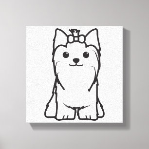 Yorkshire Terrier Dog Cartoon Canvas Afdruk