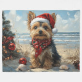 Yorkshire Terrier Dog Christmas  Beach Fleece Deken (Voorkant (Horizontaal))