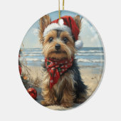 Yorkshire Terrier Dog Christmas  Beach Keramisch Ornament (Links)
