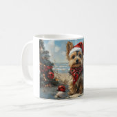 Yorkshire Terrier Dog Christmas Beach Koffiemok (Voorkant links)