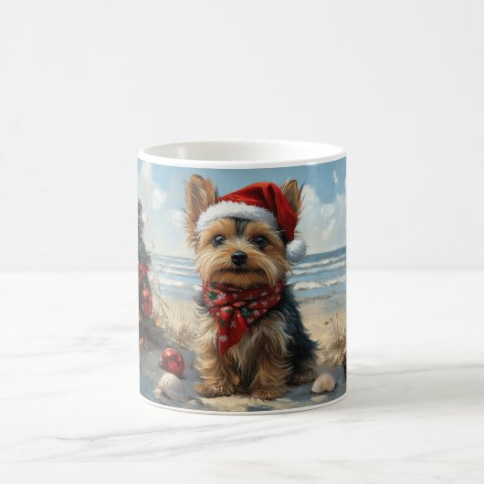 Yorkshire Terrier Dog Christmas Beach Koffiemok (Center)