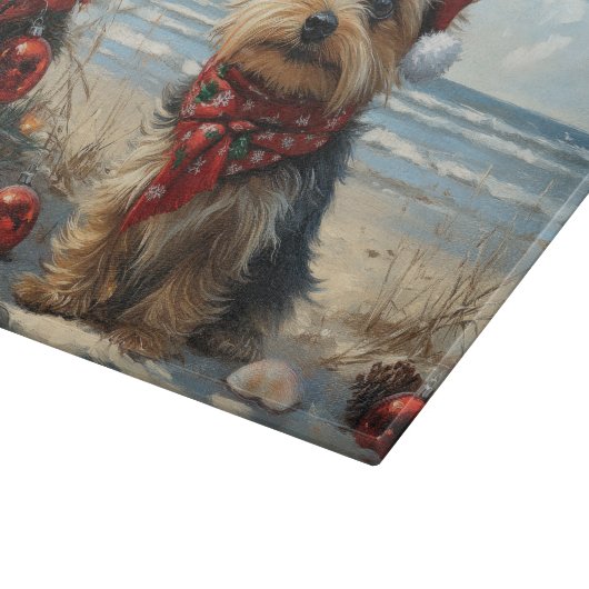 Yorkshire Terrier Dog Christmas  Beach Snijplank (Hoek)