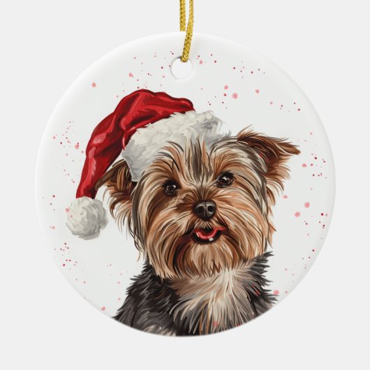 Yorkshire Terrier Dog Christmas Personalized Keramisch Ornament (Voorkant)