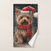 Yorkshire Terrier Dog dans la neige Noël (Serviette à main)