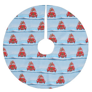 Yorkshire Terrier Dog in auto met kerstman Kerstboom Rok