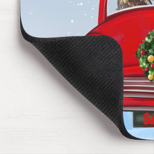 Yorkshire Terrier Dog in auto met kerstman Muismat (Hoek)