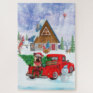 Yorkshire Terrier Dog In Christmas Delivery Truck Legpuzzel
