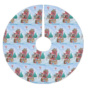 Yorkshire Terrier Dog in sneeuwkersthondenhuis Kerstboom Rok