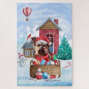 Yorkshire Terrier Dog In snow Christmas Dog House  Legpuzzel