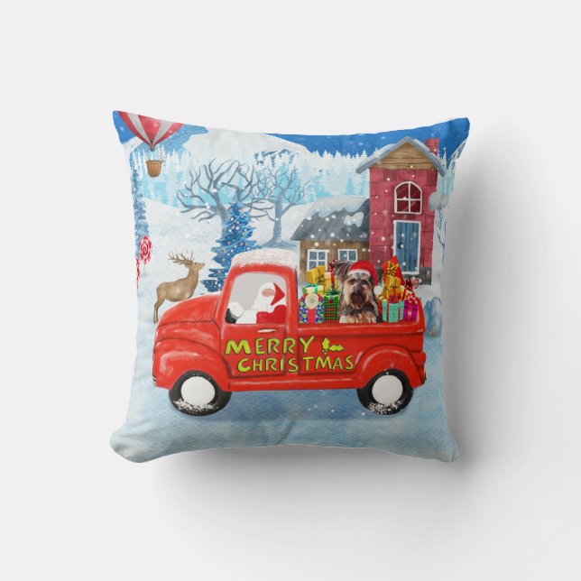 Yorkshire Terrier Dog kerstbezorging Truck Kussen (Voorkant)