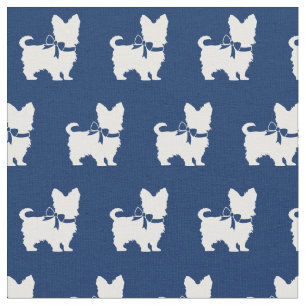 Yorkshire Terrier Dog Silhouette Yorkie Navy Blauw Stof