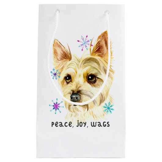 Yorkshire Terrier Dog, Snowflakes, Kerstmis Klein Cadeauzakje (Voorkant)