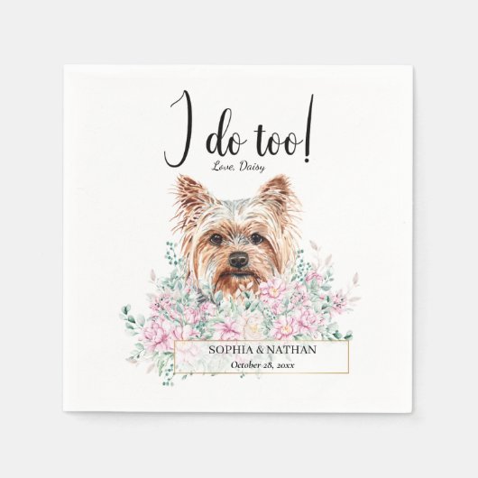 Yorkshire Terrier Dog Wedding Cocktail Napkins Servet (Voorkant)
