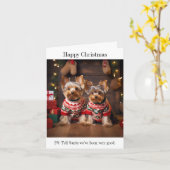 Yorkshire Terrier Dogs Christmas Kaart (Gele Bloem)