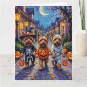 Yorkshire Terrier Dogs in Halloween Costumes Kaart (Voorkant)