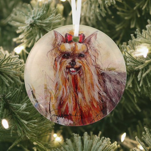 Yorkshire Terrier door Hevener Glass Ornament (Insitu)