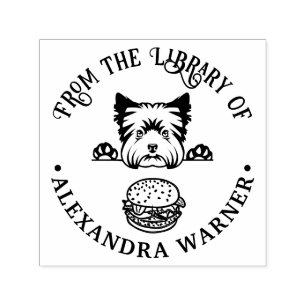 Yorkshire Terrier Eying Burger Bibliotheek Boeknaa Zelfinktende Stempel
