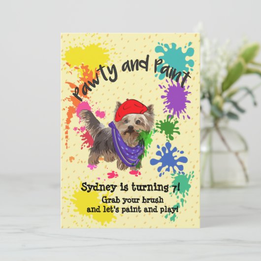 Yorkshire Terrier Fun Art Anniversaire Invitation (Debout devant)
