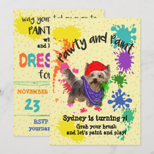 Yorkshire Terrier Fun Art Anniversaire Invitation 