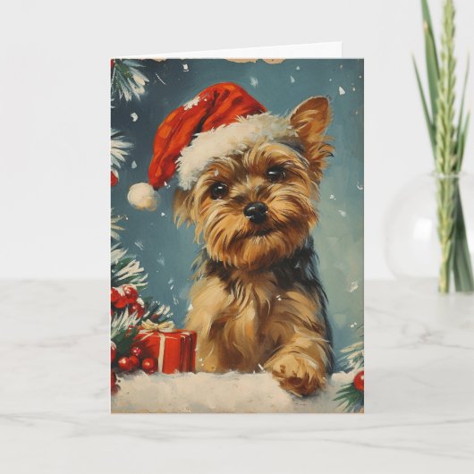 Yorkshire Terrier  gepersonaliseerde kerst Feestdagen Kaart (Voorkant)