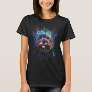 Yorkshire Terrier Gezicht Kleurrijke Pop Voor Hond T-shirt